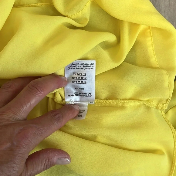 INC Wrap V Neck Long Sleeve Blouse in Yellow, Size M - Picture 12 of 12